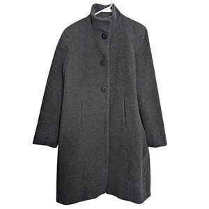 Calvin Klein Dress Coat Womens Size 12 Gray Wool Blend Button Old Money Button